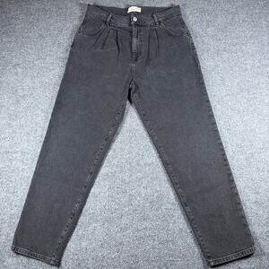 Current Elliot Jeans Women 30 Washed Black Pleated Denim Taper High Rise